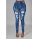 Women Fashion Multicolor Print Ripped Jeans Women Fashion Multicolor Print Ripped Jeans