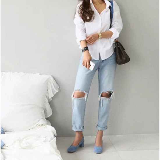 Spring Solid Color Basic Long Sleeve Shirt Office Chi Women Slim Lapel Blouse Spring Solid Color Basic Long Sleeve Shirt Office Chi Women Slim Lapel Blouse