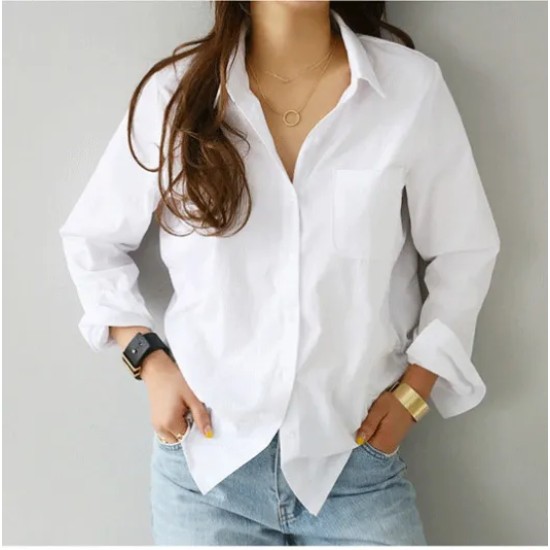 Spring Solid Color Basic Long Sleeve Shirt Office Chi Women Slim Lapel Blouse Spring Solid Color Basic Long Sleeve Shirt Office Chi Women Slim Lapel Blouse