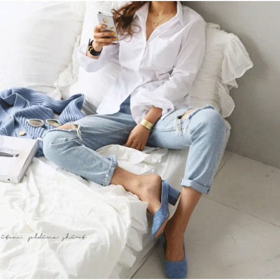 Spring Solid Color Basic Long Sleeve Shirt Office Chi Women Slim Lapel Blouse Spring Solid Color Basic Long Sleeve Shirt Office Chi Women Slim Lapel Blouse