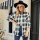 Women Fashion Casual Color Block Plaid Lapel Long-Sleeve Single-Breasted Loose Blouse Women Fashion Casual Color Block Plaid Lapel Long-Sleeve Single-Breasted Loose Blouse