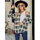Women Fashion Casual Color Block Plaid Lapel Long-Sleeve Single-Breasted Loose Blouse Women Fashion Casual Color Block Plaid Lapel Long-Sleeve Single-Breasted Loose Blouse