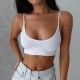 Women Basic Solid Color Sleeveless Rib Knit Crop Camisole Women Basic Solid Color Sleeveless Rib Knit Crop Camisole
