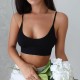 Women Basic Solid Color Sleeveless Rib Knit Crop Camisole Women Basic Solid Color Sleeveless Rib Knit Crop Camisole