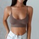 Women Basic Solid Color Sleeveless Rib Knit Crop Camisole Women Basic Solid Color Sleeveless Rib Knit Crop Camisole