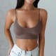 Women Basic Solid Color Sleeveless Rib Knit Crop Camisole Women Basic Solid Color Sleeveless Rib Knit Crop Camisole