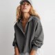 Women Fashion Simple Solid Color V-Neck Long Sleeve Loose Hoodies Women Fashion Simple Solid Color V-Neck Long Sleeve Loose Hoodies