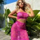 Women Fashion Sexy Hollow Perspective Tube Top Skirt Two-Piece Set Women Fashion Sexy Hollow Perspective Tube Top Skirt Two-Piece Set
