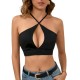 Women Sexy Hollow Solid Color Cropped Camisole Women Sexy Hollow Solid Color Cropped Camisole
