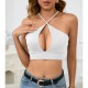Women Sexy Hollow Solid Color Cropped Camisole Women Sexy Hollow Solid Color Cropped Camisole