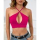 Women Sexy Hollow Solid Color Cropped Camisole Women Sexy Hollow Solid Color Cropped Camisole