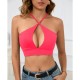 Women Sexy Hollow Solid Color Cropped Camisole Women Sexy Hollow Solid Color Cropped Camisole